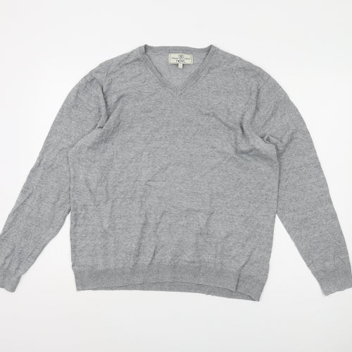 Next Men's Grey Pullover Jumper, L, V-Neck