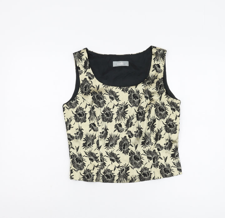Wallis Beige Floral Women’s Sleeveless Blouse, Size 14