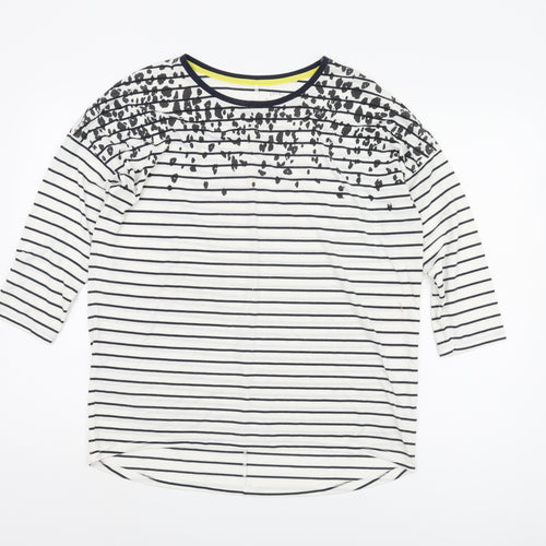 Next Women's White Striped 3/4 Sleeve T-Shirt Size 14