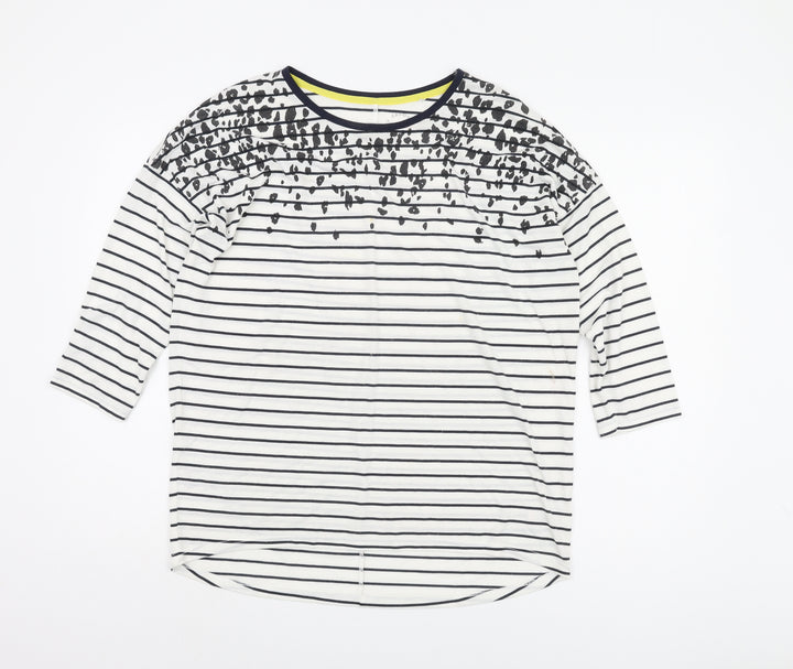 Next Women's White Striped 3/4 Sleeve T-Shirt Size 14
