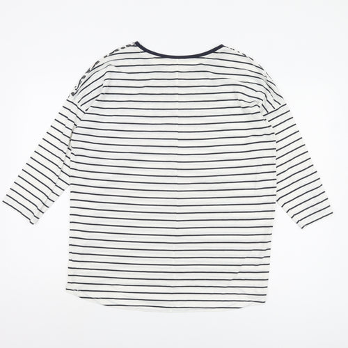 Next Women's White Striped 3/4 Sleeve T-Shirt Size 14