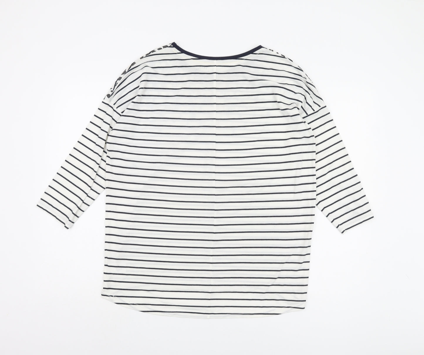 Next Women's White Striped 3/4 Sleeve T-Shirt Size 14
