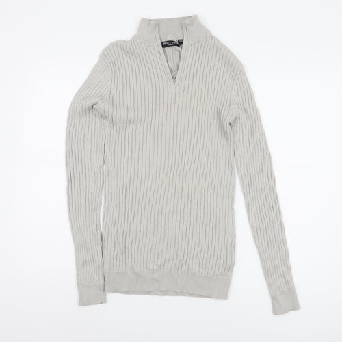 Brave Soul Men's Grey High Neck Jumper, Size S