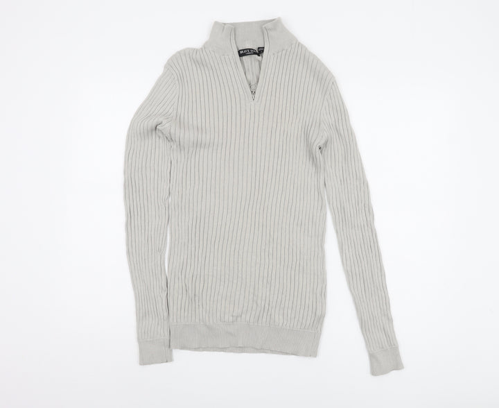 Brave Soul Men's Grey High Neck Jumper, Size S