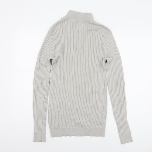Brave Soul Men's Grey High Neck Jumper, Size S