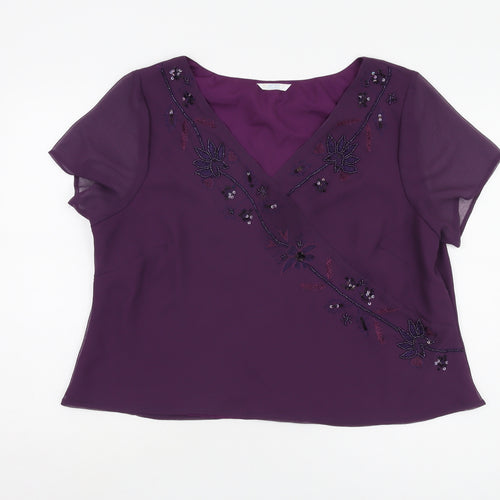 BerkertEx Women's Purple Beaded Embroidered Blouse