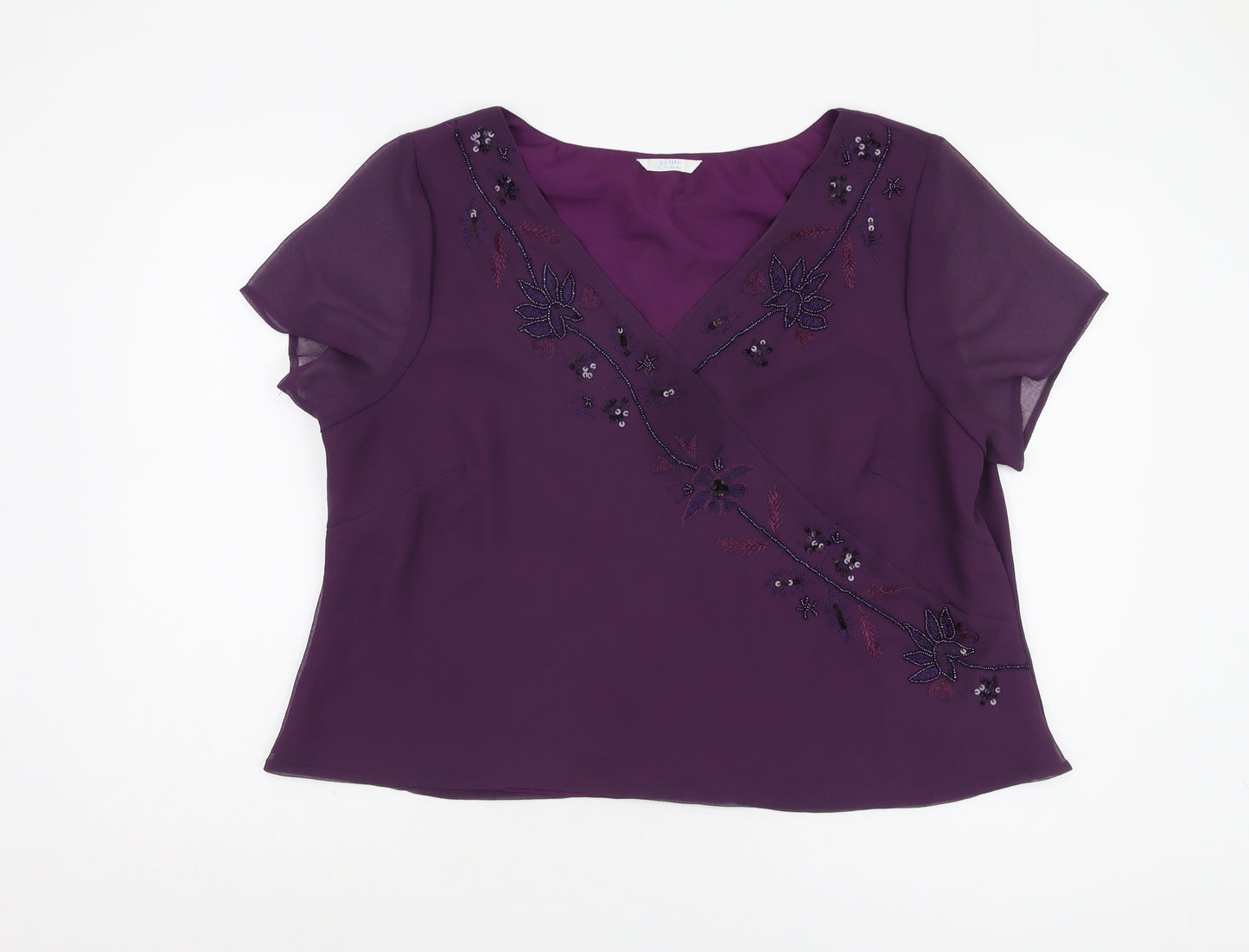 BerkertEx Women's Purple Beaded Embroidered Blouse