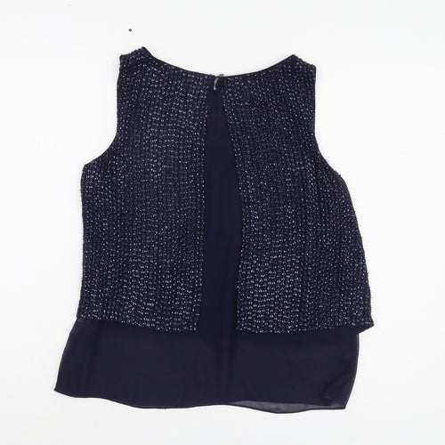 Coast Women's Blue Beaded Blouse Size 12