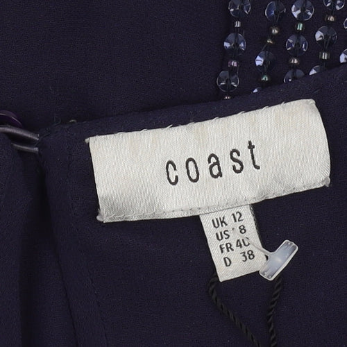 Coast Women's Blue Beaded Blouse Size 12