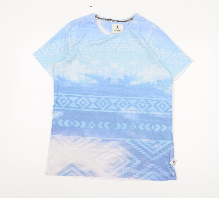 SoulCal Men's Blue Geometric Print T-Shirt Size L