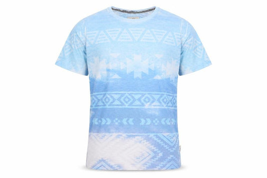 Front view of SoulCal Men's Blue Geometric Print T-Shirt, size L