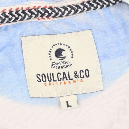 SoulCal Men's Blue Geometric Print T-Shirt Size L