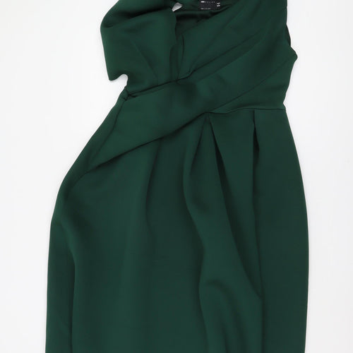ASOS DESIGN Women's Green One-Shoulder Dress, Size 16