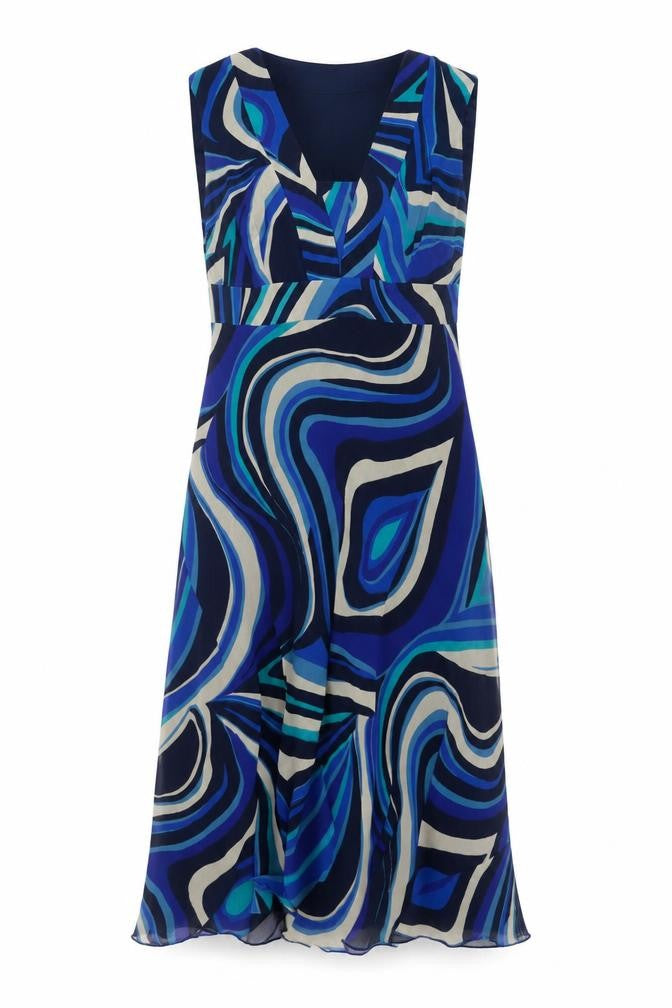 Front view of Planet Women's Blue Sleeveless V-Neck Dress, size 12
