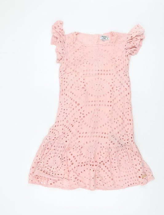 Domino Girl Pink Flutter Sleeve Dress for Girls 10-11 Years