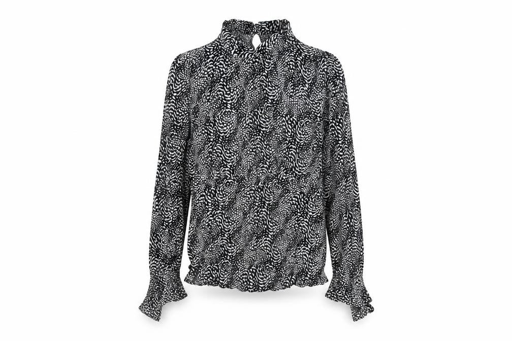 Front view of Marks & Spencer Women's Black Animal Print Blouse, size 10