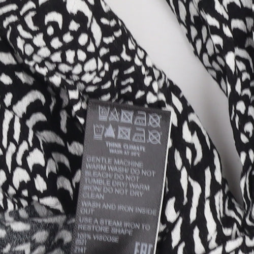 Marks and Spencer Women's Black Animal Print Blouse Size 10