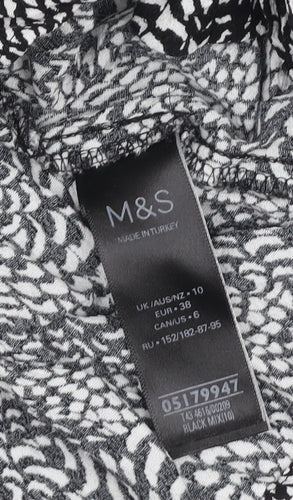 Marks and Spencer Women's Black Animal Print Blouse Size 10