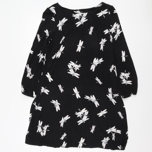 Wallis Women's Black Animal Print Dress Size 14