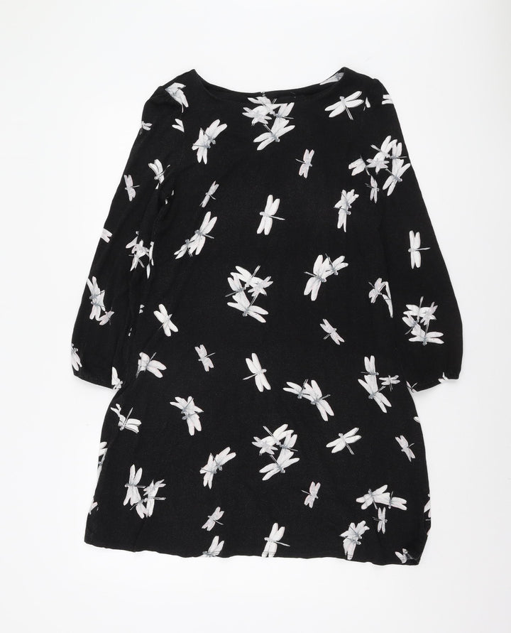 Wallis Women's Black Animal Print Dress Size 14