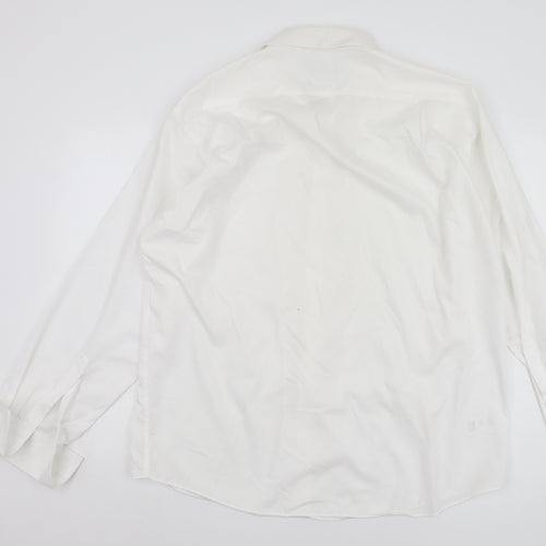 Marks and Spencer Men's White Cotton Button-Up Shirt