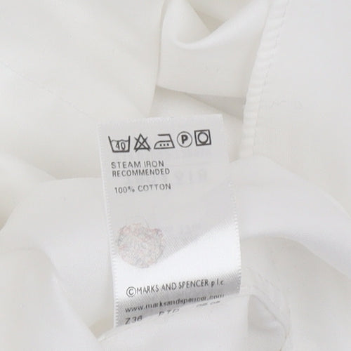 Marks and Spencer Men's White Cotton Button-Up Shirt