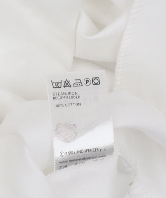 Marks and Spencer Men's White Cotton Button-Up Shirt