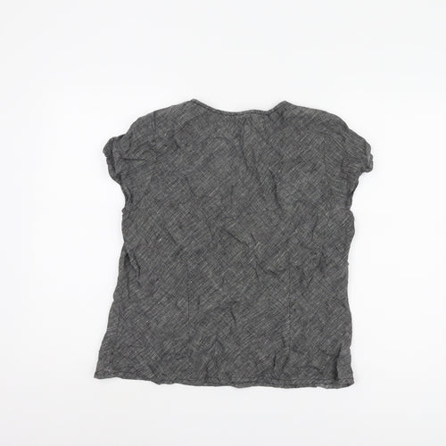 EAST Women's Black Linen V-Neck Top Size 16