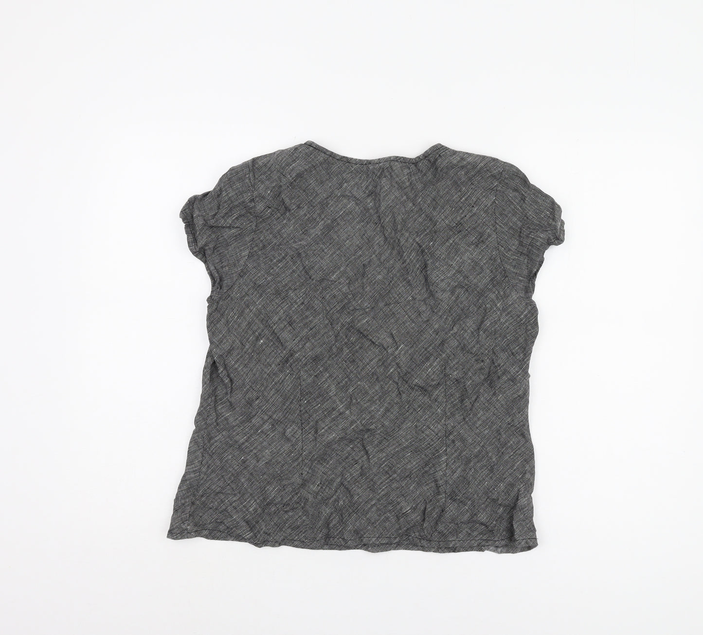 EAST Women's Black Linen V-Neck Top Size 16