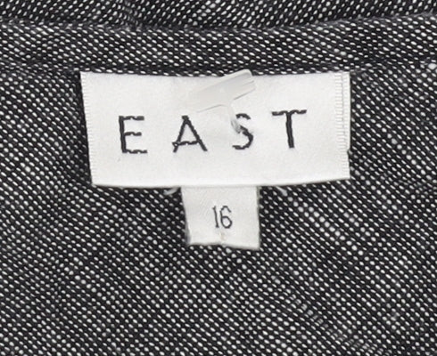 EAST Women's Black Linen V-Neck Top Size 16