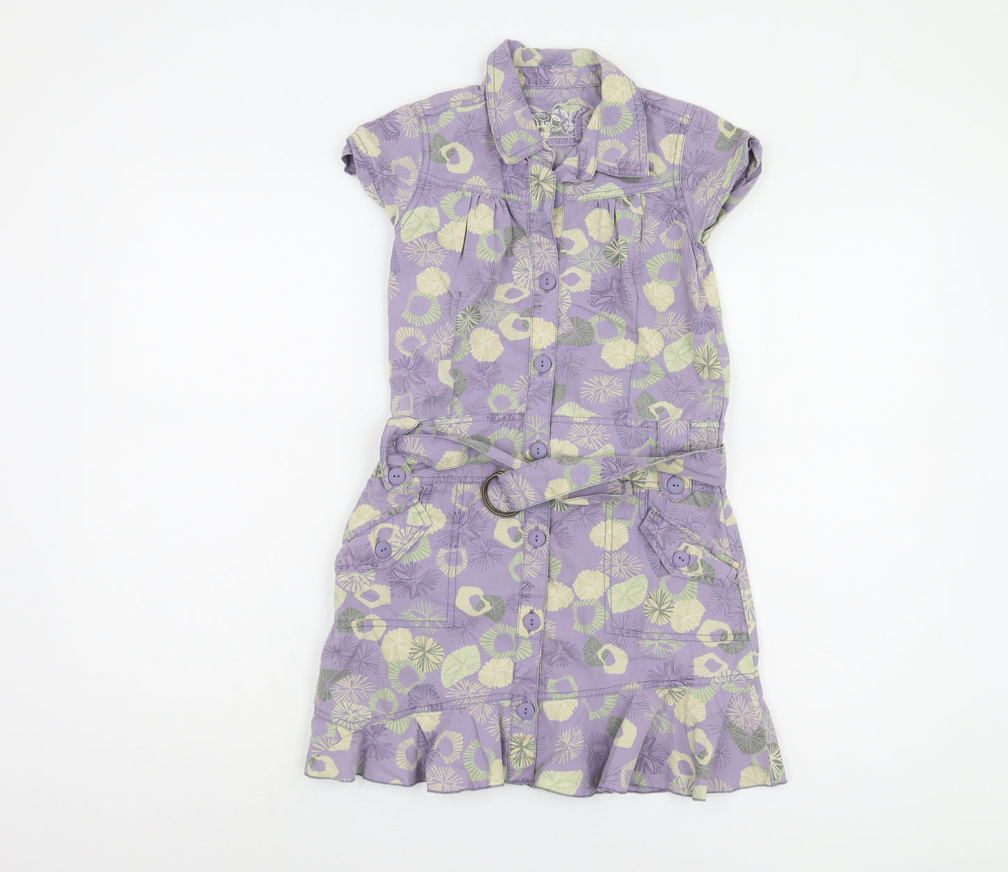 Matalan Girls Purple Floral Shirt Dress, Size 8-9 Years