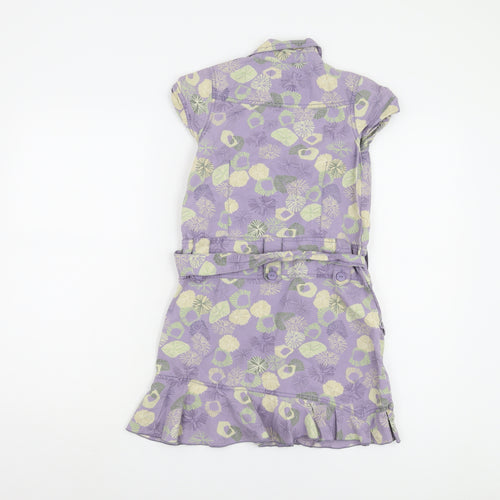 Matalan Girls Purple Floral Shirt Dress, Size 8-9 Years
