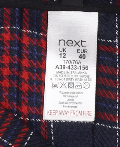 Next Women's Red Plaid Short Pleated Skirt, Size 12