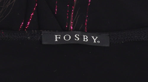 FOSBY Women's Black V-Neck Top Size 16