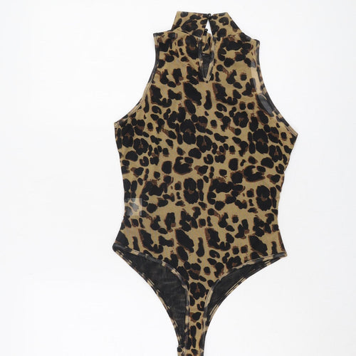 NAANAA Women's Brown Animal Print Bodysuit - Size 10, Party Perfect