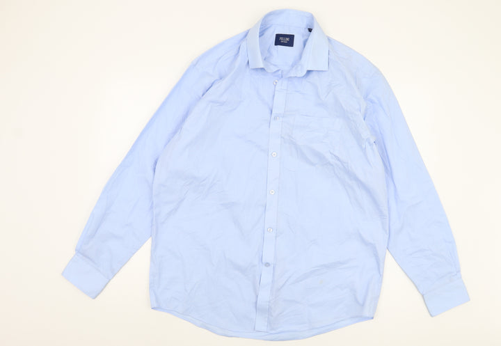 Fellini Men's Blue Button-Up Shirt, Long Sleeve