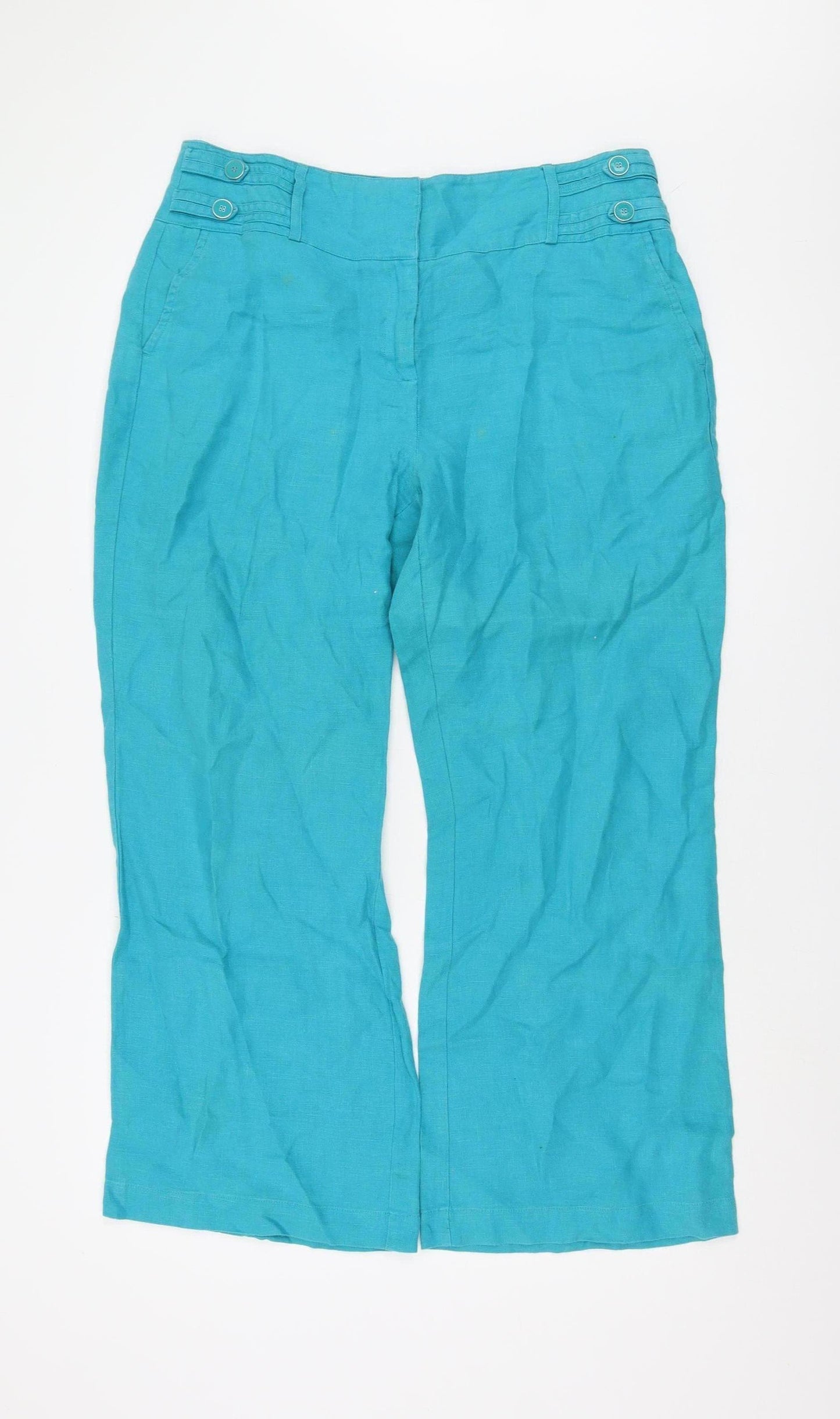 Marks and Spencer Women’s Blue Linen Slim Trousers