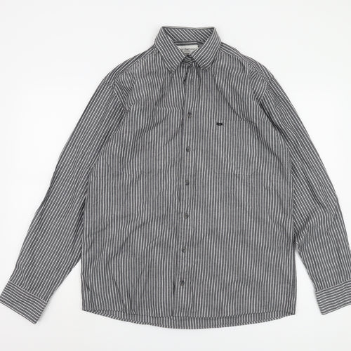 Bar Harbour Men's Black Striped Button-Up Shirt M