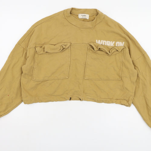 Pull & Bear Women’s Beige Pullover Sweatshirt, Size M