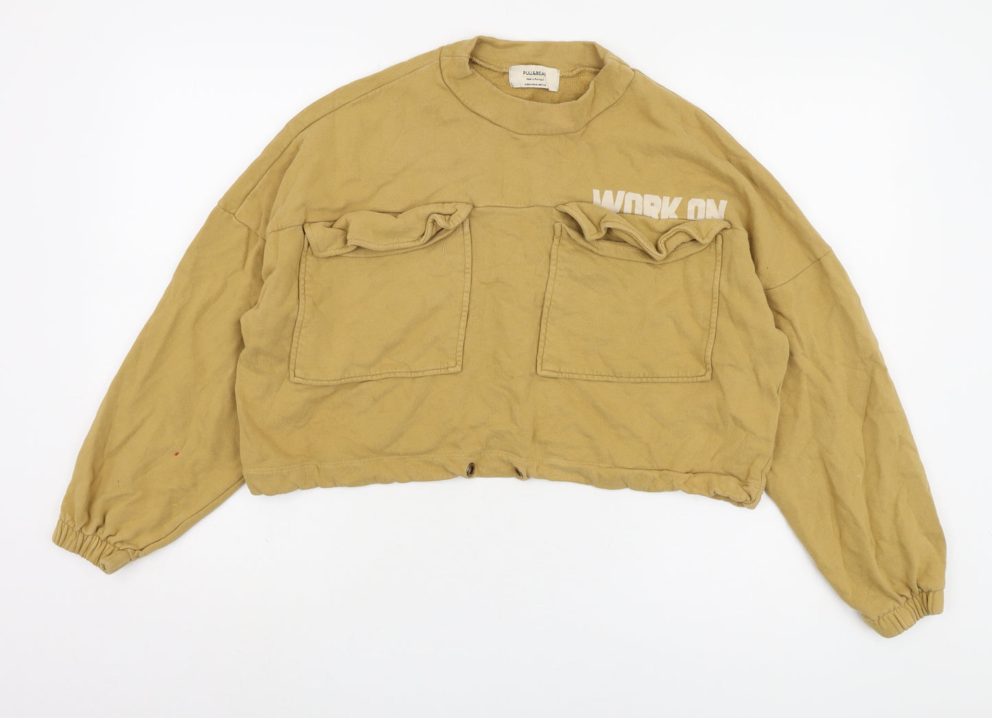 Pull & Bear Women’s Beige Pullover Sweatshirt, Size M