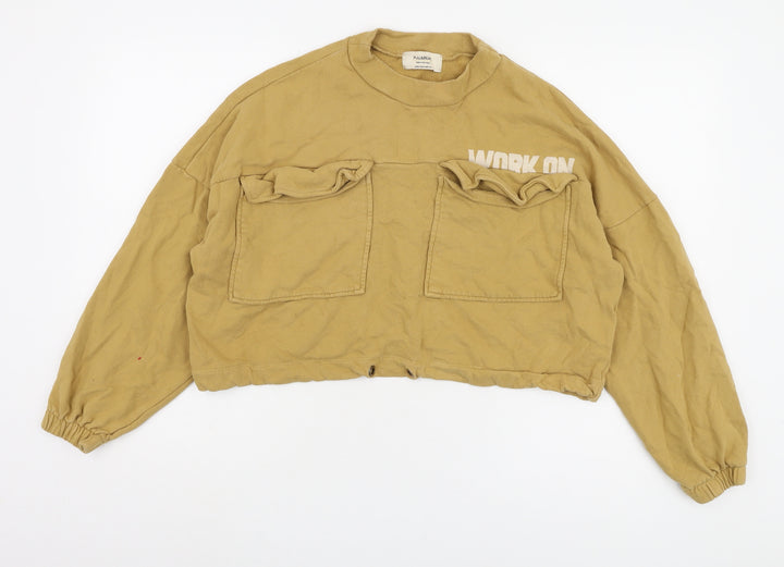 Pull & Bear Women’s Beige Pullover Sweatshirt, Size M