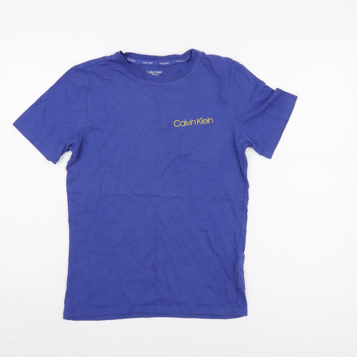 Calvin Klein Boys Blue T-Shirt, Size 12-13 Years, Logo Accent