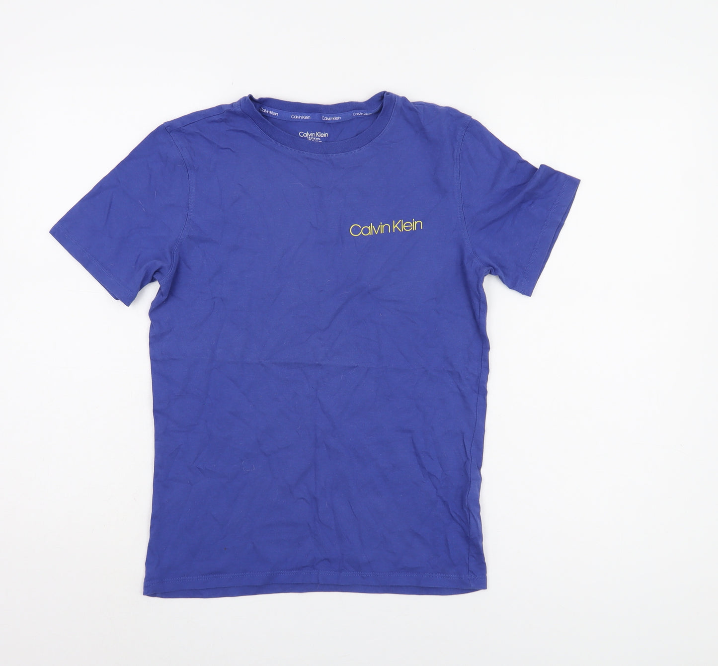 Calvin Klein Boys Blue T-Shirt, Size 12-13 Years, Logo Accent