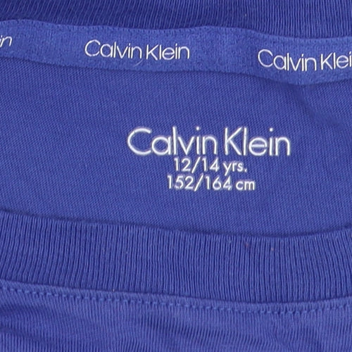 Calvin Klein Boys Blue T-Shirt, Size 12-13 Years, Logo Accent