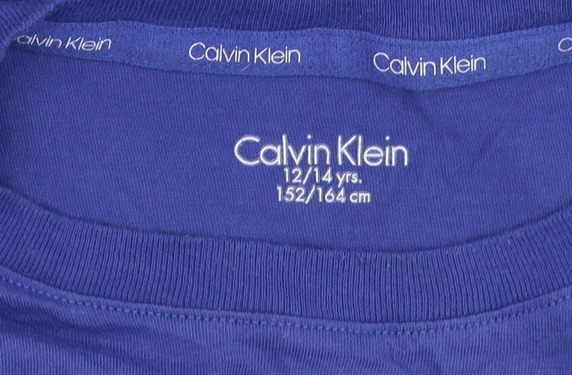 Calvin Klein Boys Blue T-Shirt, Size 12-13 Years, Logo Accent