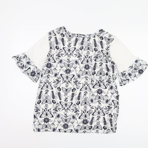 Next Women White Butterfly Print Top Size 12