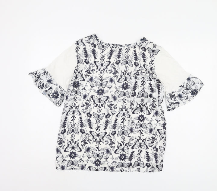Next Women White Butterfly Print Top Size 12