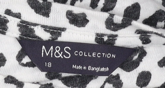Marks and Spencer Women's Black Animal Print T-Shirt