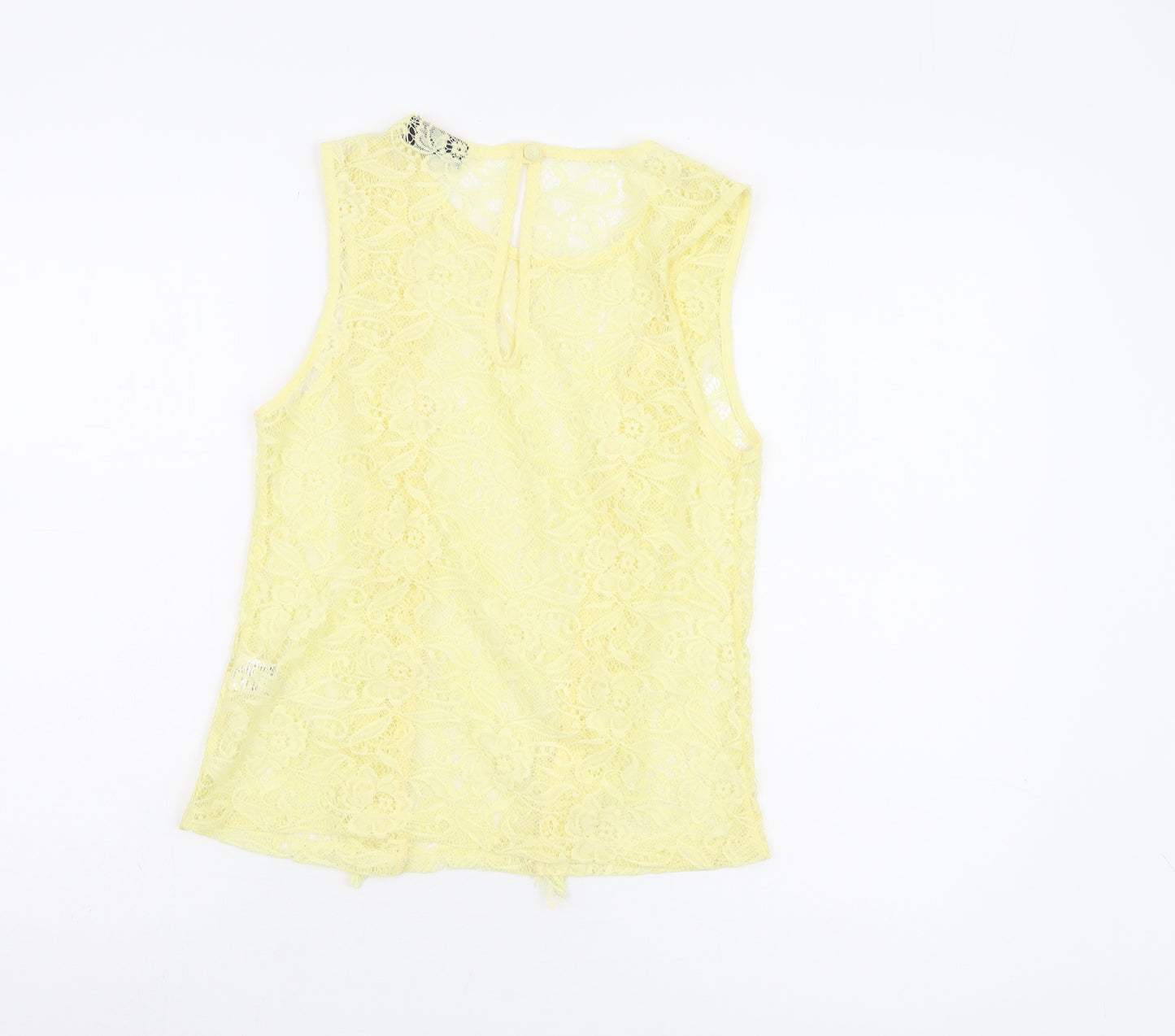 Warehouse Yellow Lace Sleeveless Tank Top UK 8