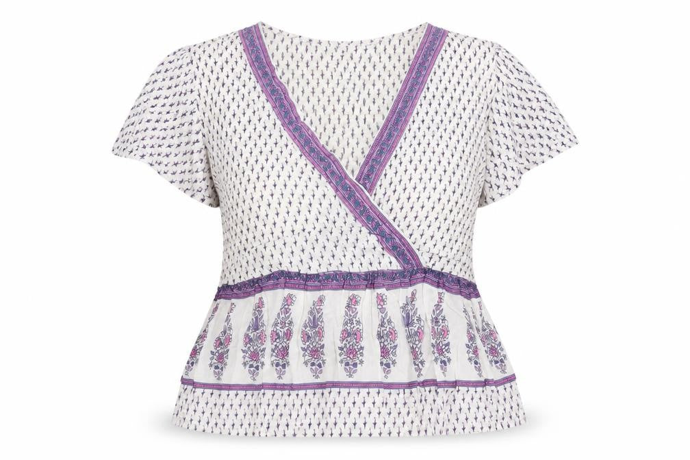 Front view of Zudio Women's Multicoloured Wrap Blouse, Size 2XS